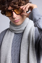 Sciarpa Stola Unisex Scarf - Grigio Chiaro - Misto - 100% Cashmere