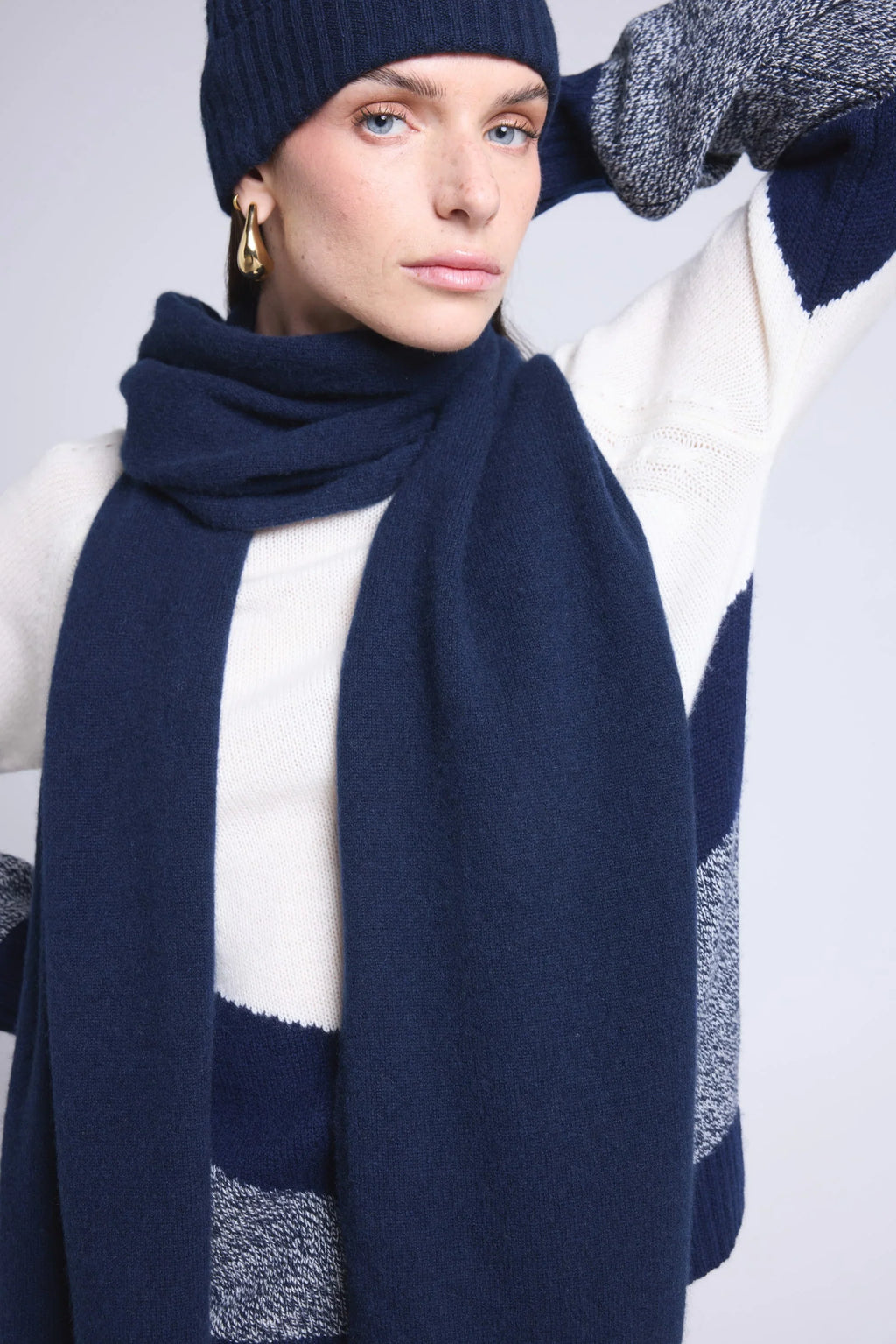 Echarpe Etole Unisexe Scarf En Cachemire - Bleu Marine - Mixte