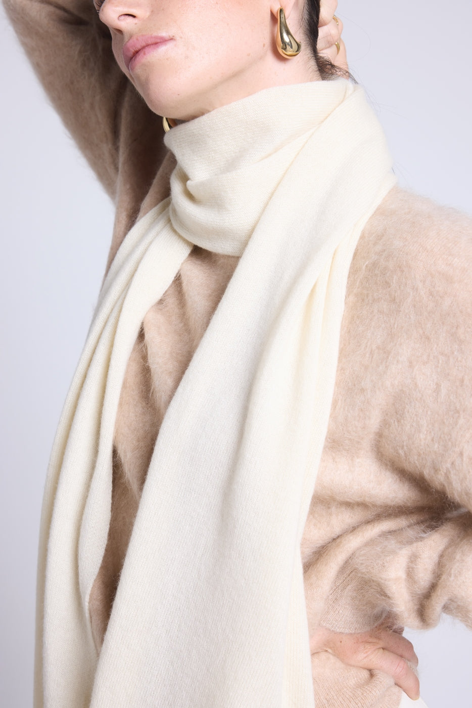 Unisex Cashmere Scarf Stole - White - Unisex