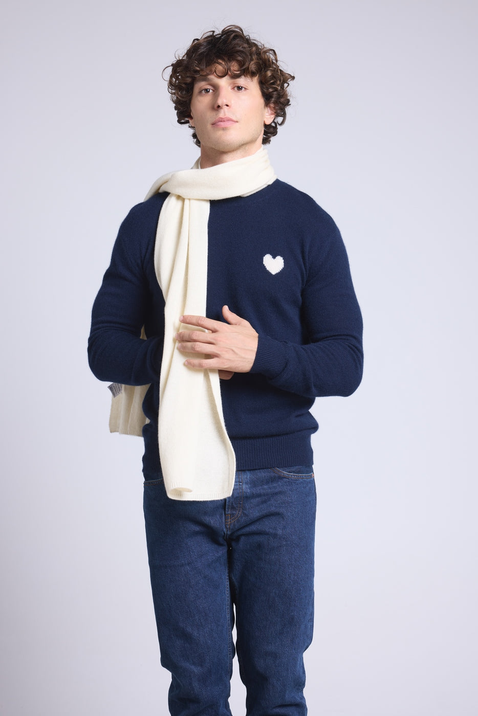 Unisex Cashmere Scarf Stole - White - Unisex