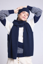 Echarpe Etole Unisexe Scarf En Cachemire - Bleu Marine - Mixte
