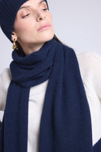 Unisex Cashmere Scarf Stole - Navy Blue - Mixed