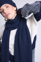 Unisex Cashmere Scarf Stole - Navy Blue - Mixed