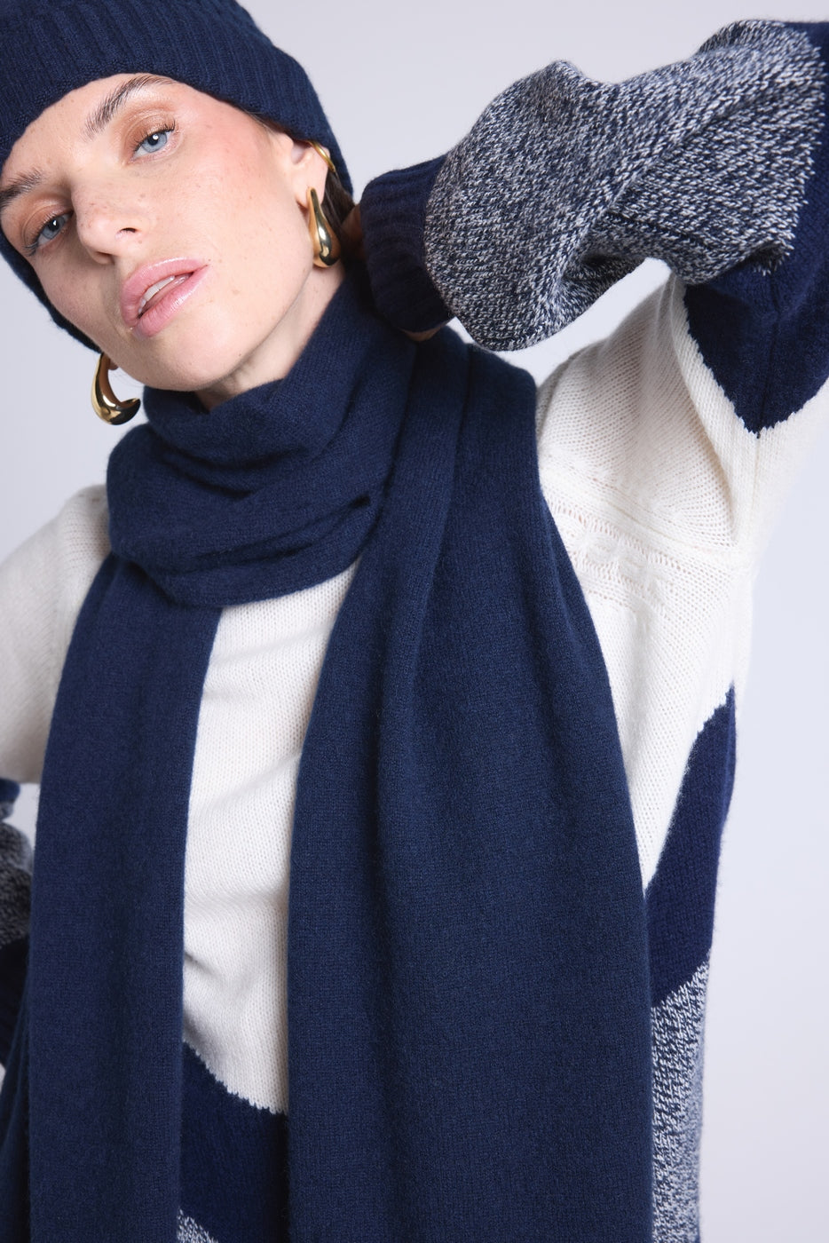 Echarpe Etole Unisexe Scarf En Cachemire - Bleu Marine - Mixte