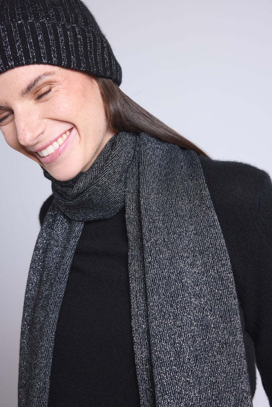 Echarpe Etole Unisexe Lurex Scarf - Noir Lurex Argente - Mixte