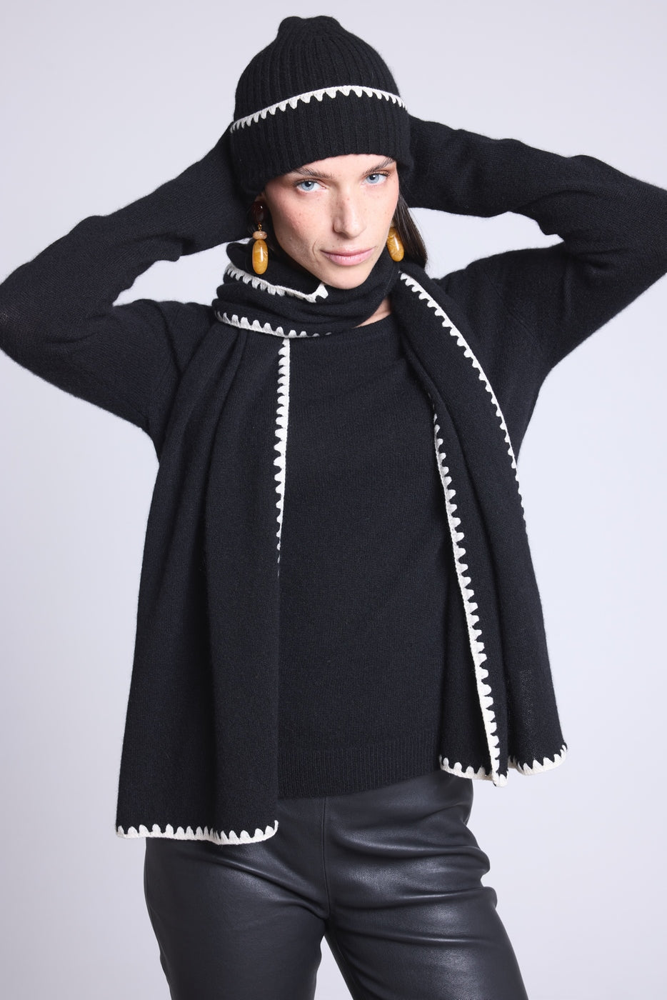 Echarpe Etole Surpiqures Scarf - Noir Blanc - Mixte