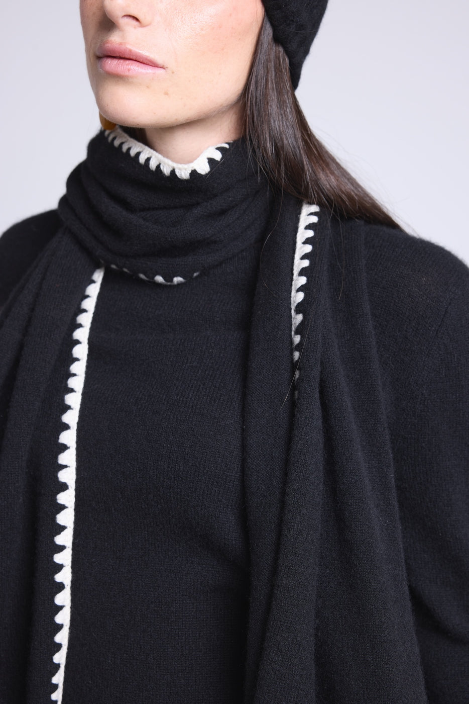 Echarpe Etole Surpiqures Scarf - Noir Blanc - Mixte