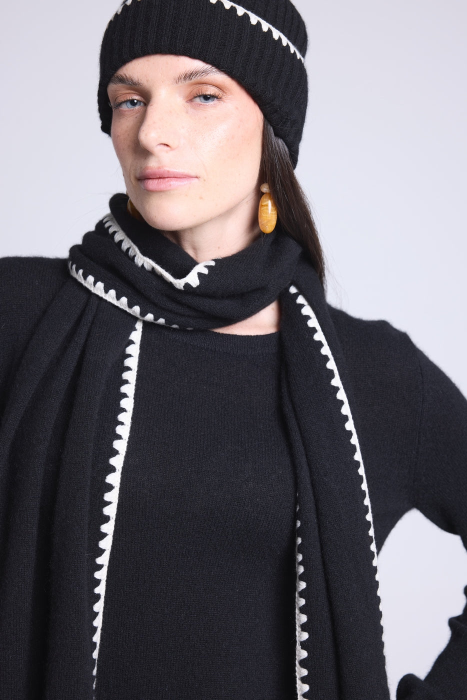 Echarpe Etole Surpiqures Scarf - Noir Blanc - Mixte