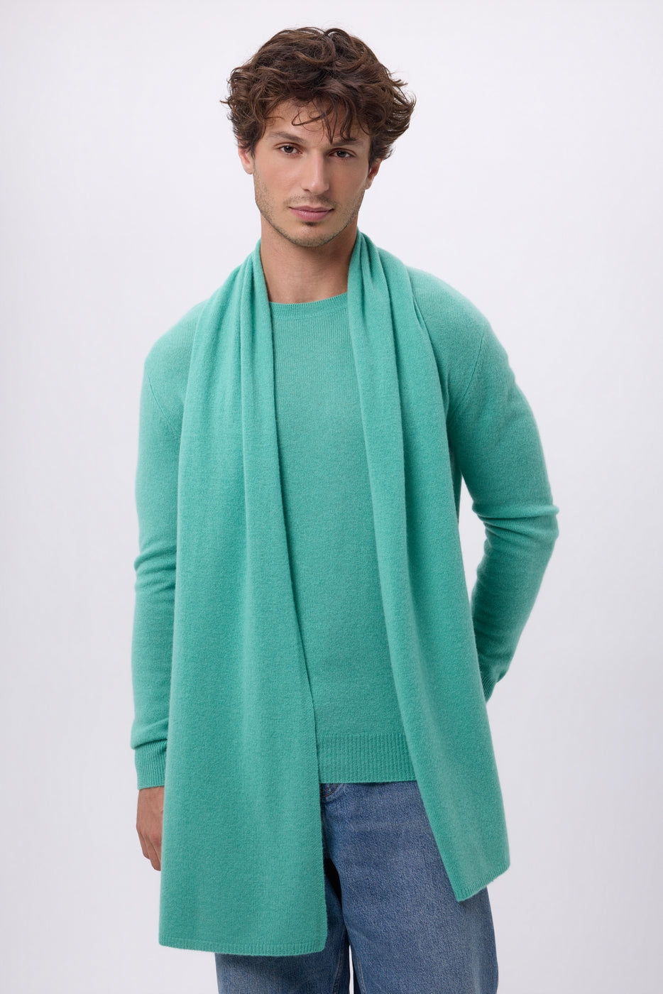 Schal Stola – Pastellgrün – Unisex – 100 % Kaschmir