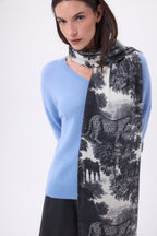 Tj Jungle Printed Scarf - Black White - Unisex