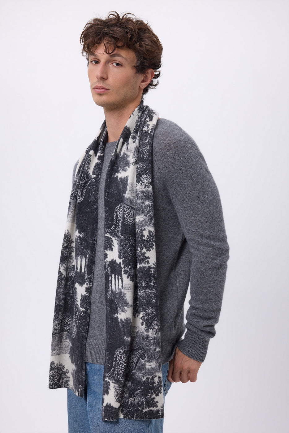 Tj Mønstret Jungle-tørklæde - Sort/hvid - Unisex - 100 % kashmir