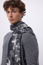 Tj Mønstret Jungle-tørklæde - Sort/hvid - Unisex - 100 % kashmir