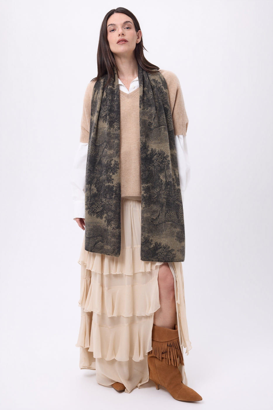 Echarpe Printée Jungle Tj - Khaki Chine - Mixte