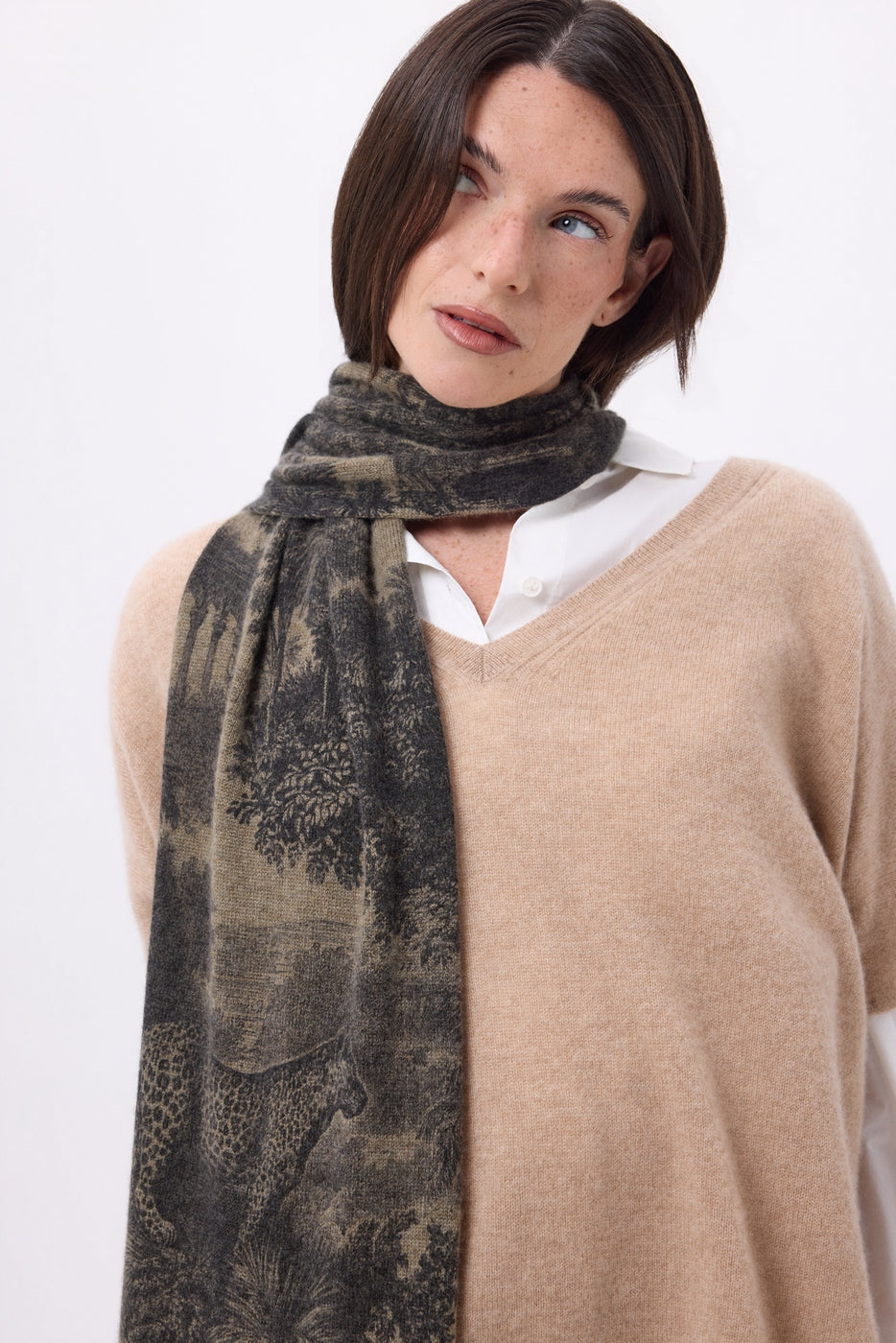 Echarpe Printée Jungle Tj - Khaki Chine - Mixte