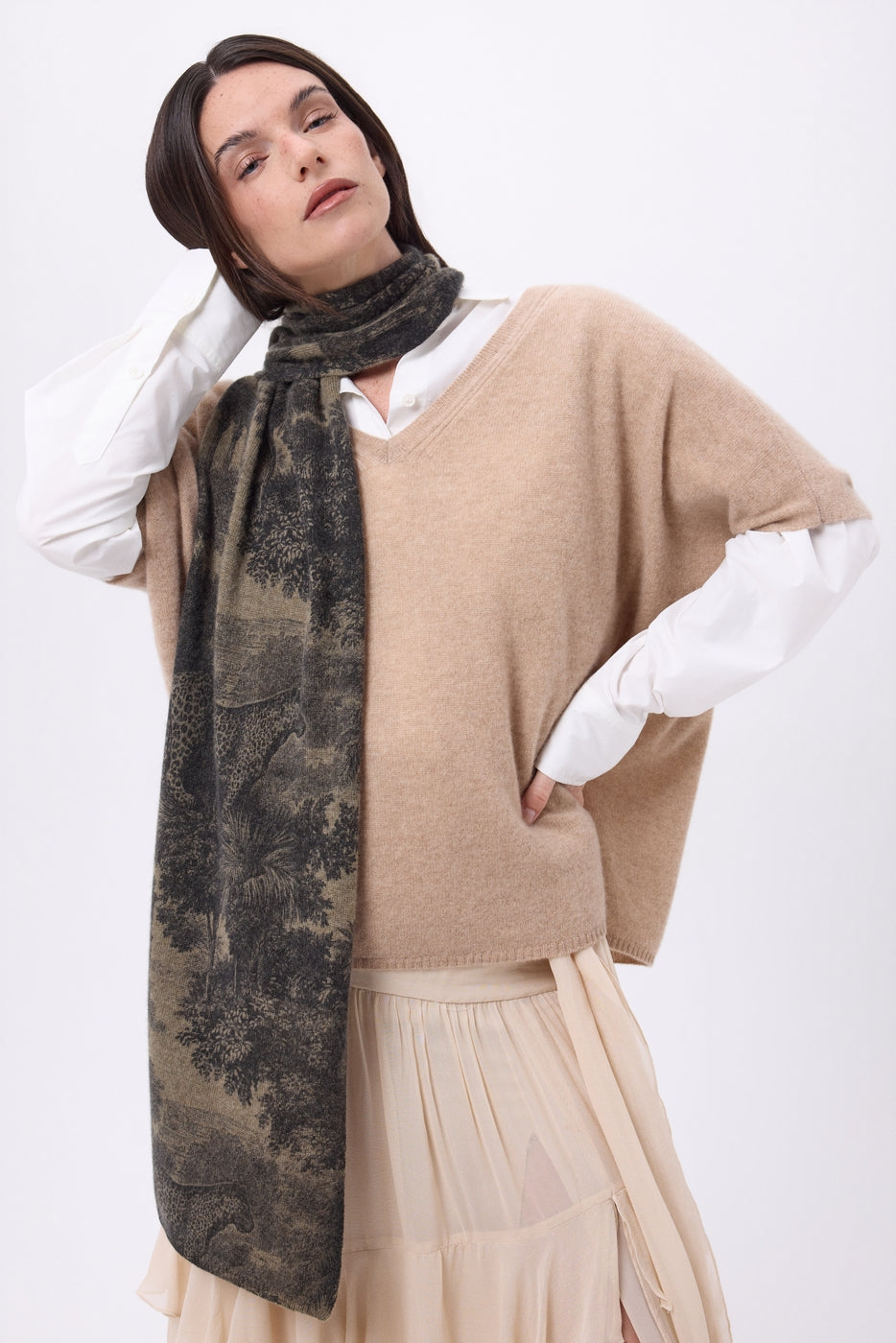 Echarpe Printée Jungle Tj - Khaki Chine - Mixte