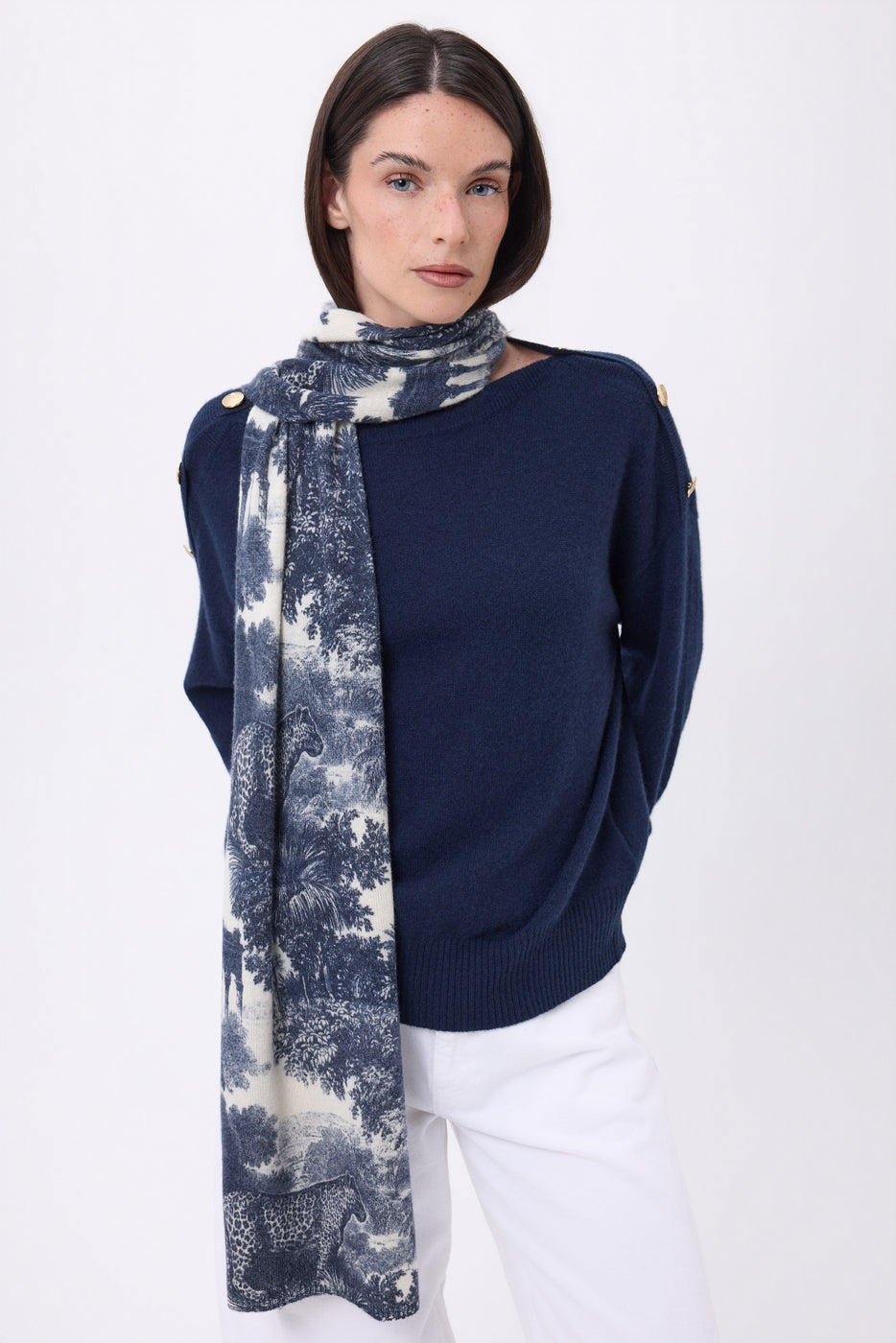 Tj Jungle Printed Scarf - Navy Blue - Unisex