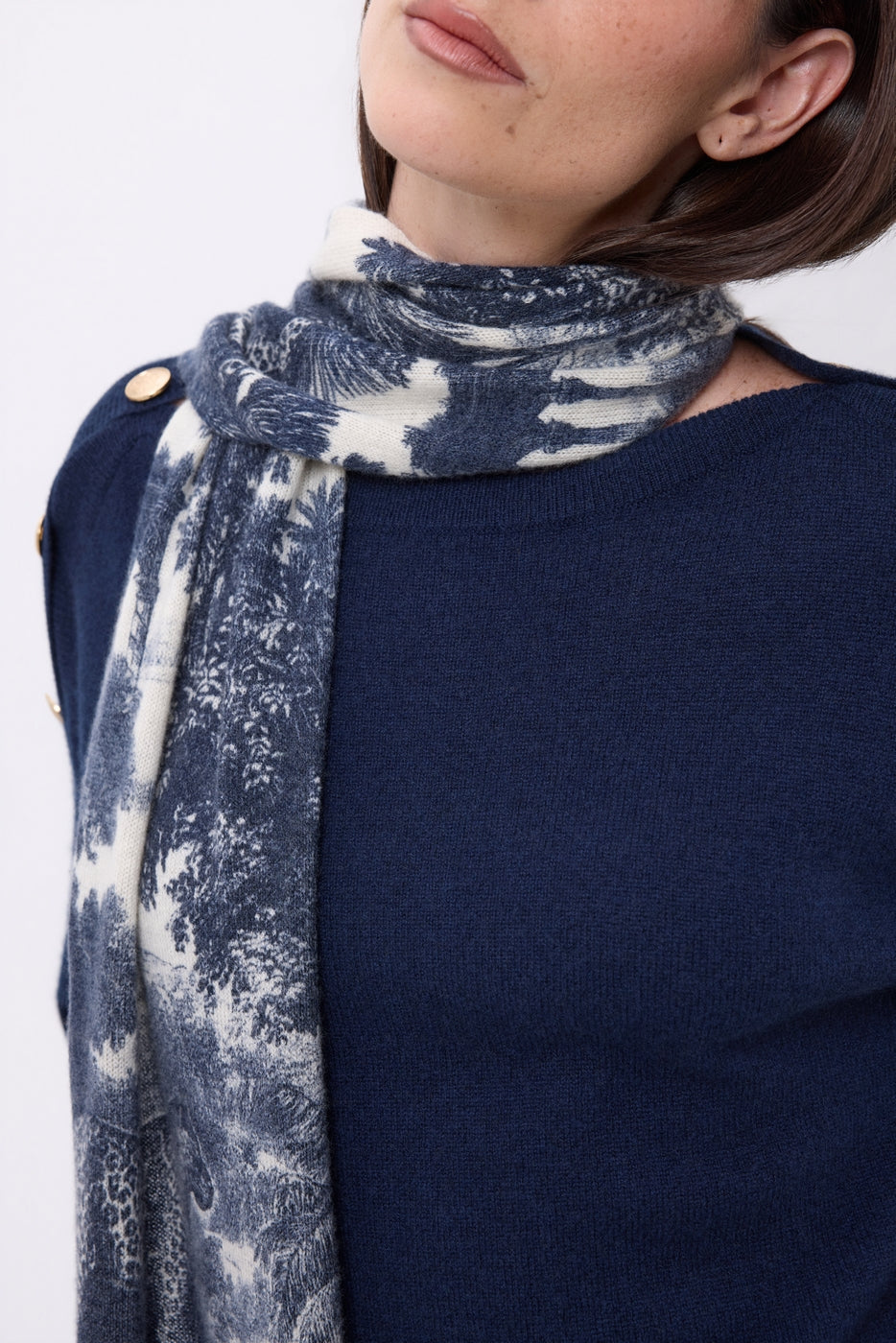 Tj Jungle Printed Scarf - Navy Blue - Unisex