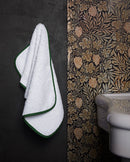 Serviette Cheveux - Blanc Liseré Vert Anglais