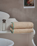 Serviette Cheveux - Sable Liseré Bleu Givré