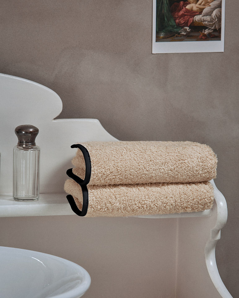 Serviette Cheveux - Sable Liseré Noir