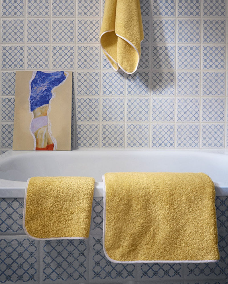 Serviette Cheveux - Jaune Blé Liseré Blanc