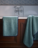 Serviette Cheveux - Bleu Chardin Liseré Bleu Cobalt
