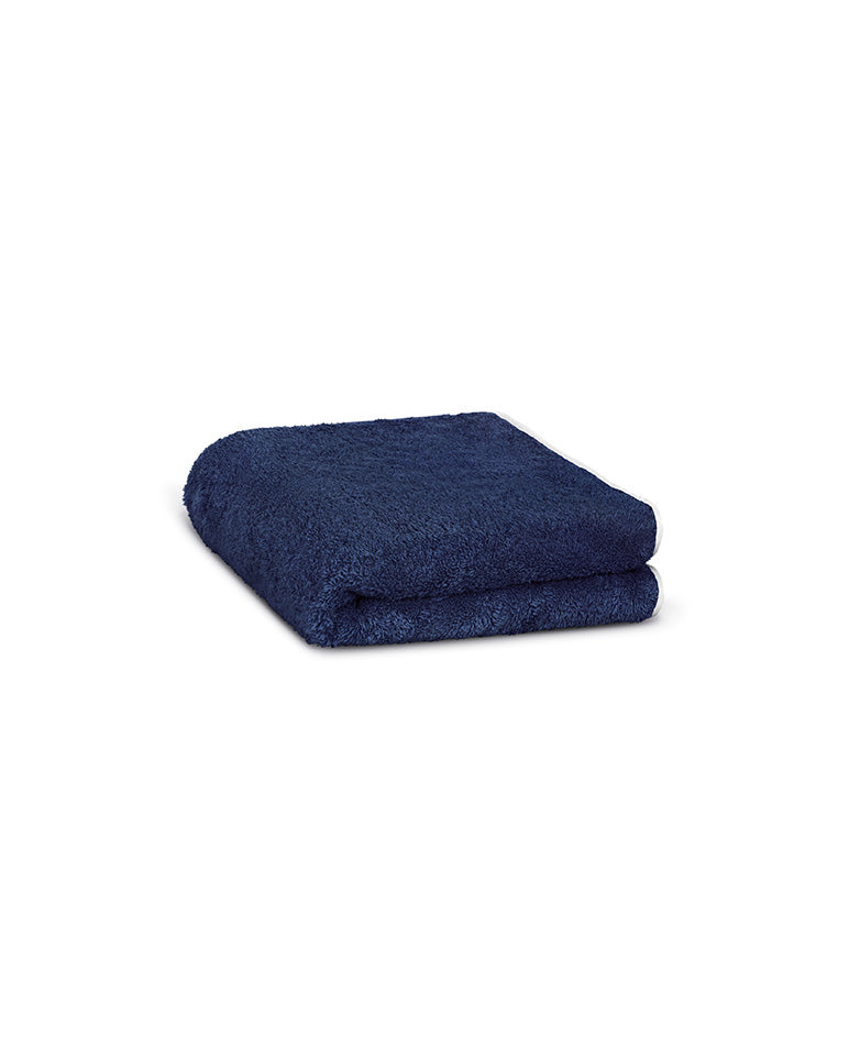 Hair Towel - Midnight Blue White Piping