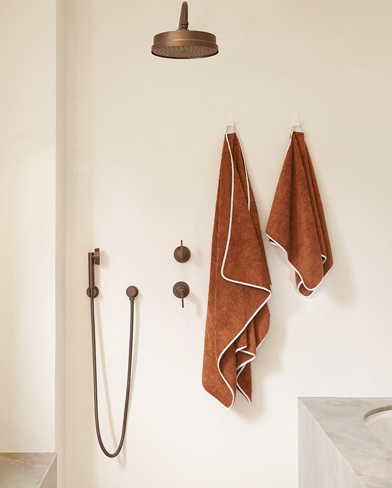 Serviette Cheveux - Caramel Liseré Blanc