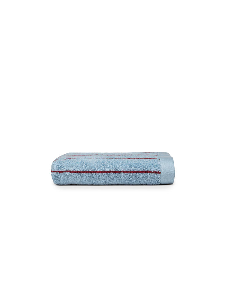 Turbante Asciugamano per Capelli - Blu a Righe Rosse