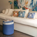 Taburete con asiento Star - Lino azul medianoche - Summer Dream