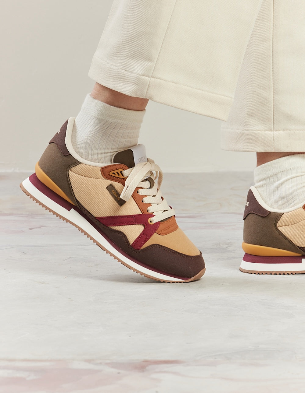 Baskets Basses Andrée - Marron Beige Bordeaux - Femme