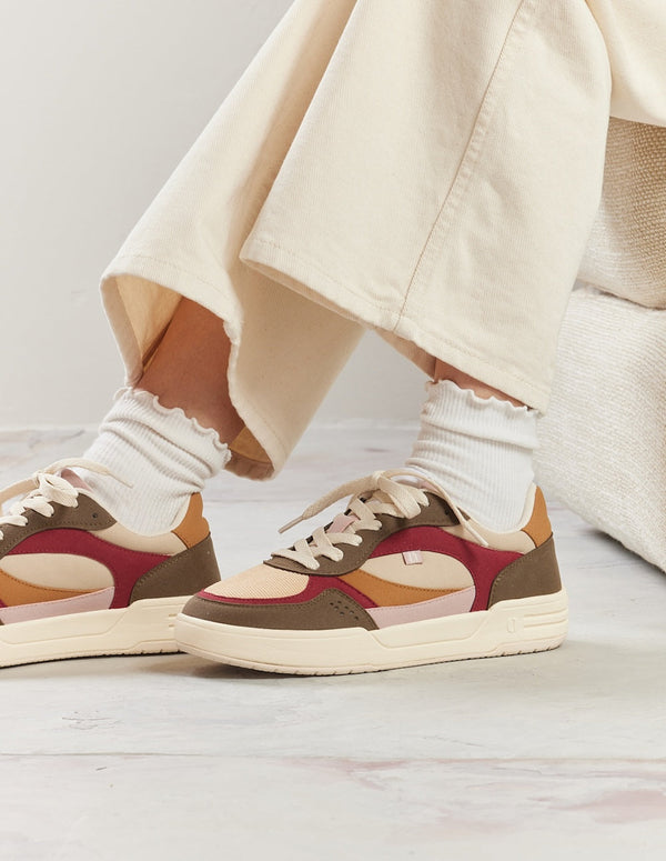Axelle Low Sneakers - Khaki Burgundy Cream - Women