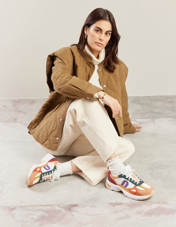 Maé Low Sneakers - Peach Mustard White - Women