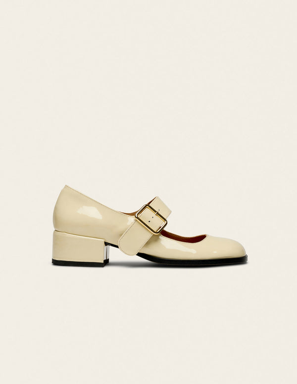Escarpins Amari - Cuir Verni Ivoire - Femme