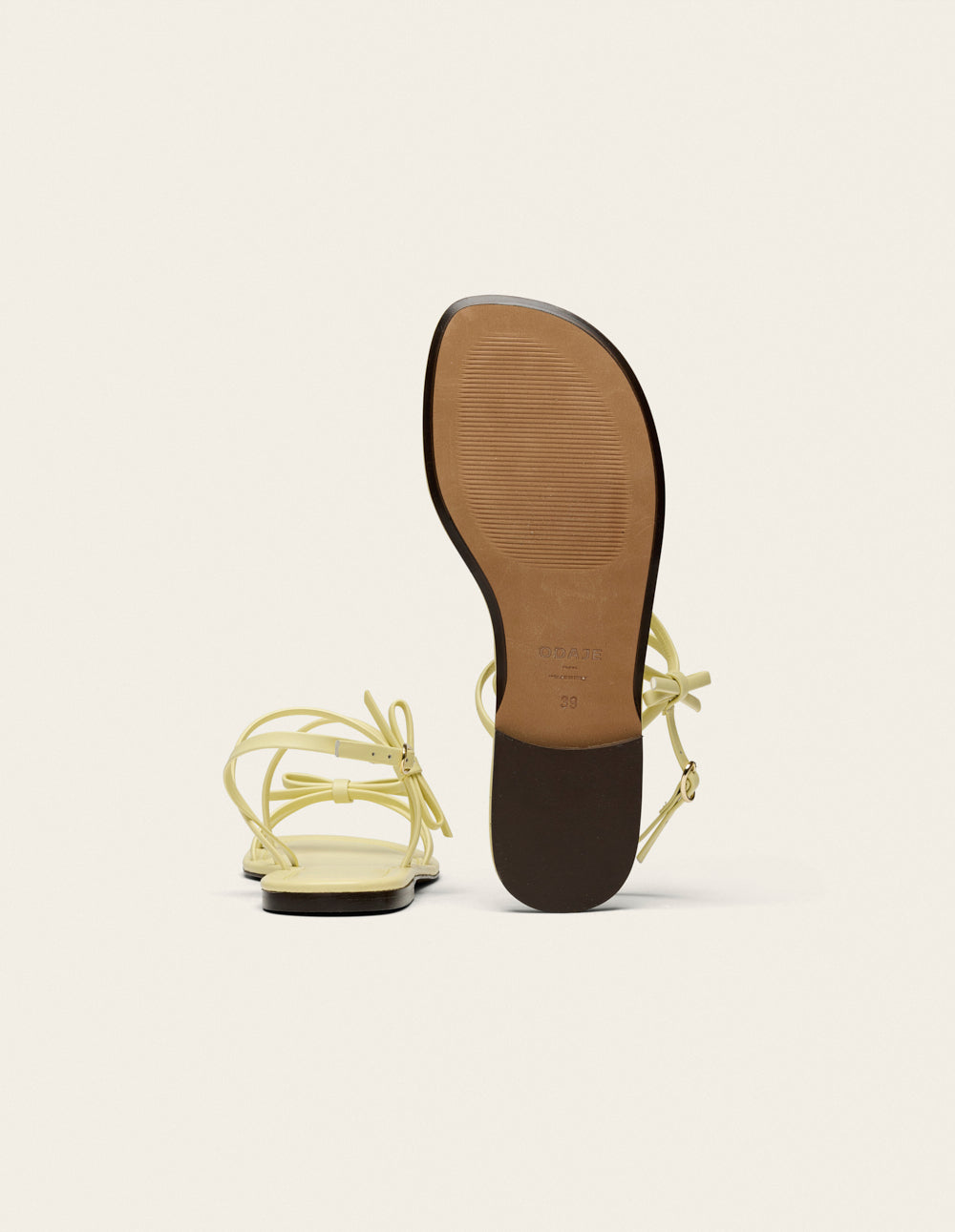 Sandales Nilu - Cuir jaune pastel