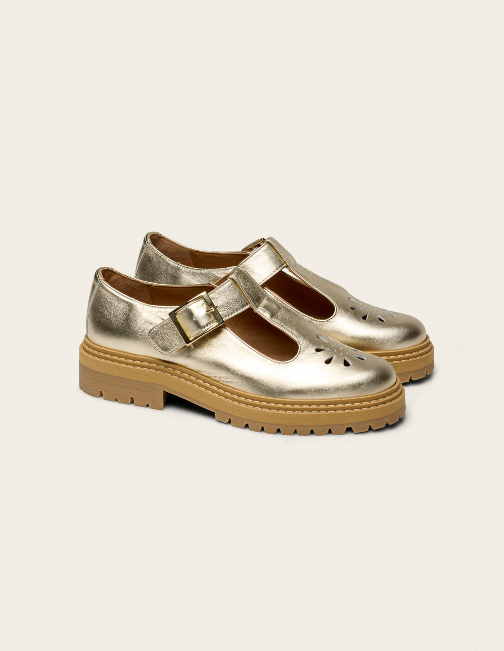 Derbies Romane Ajourée - Cuir doré