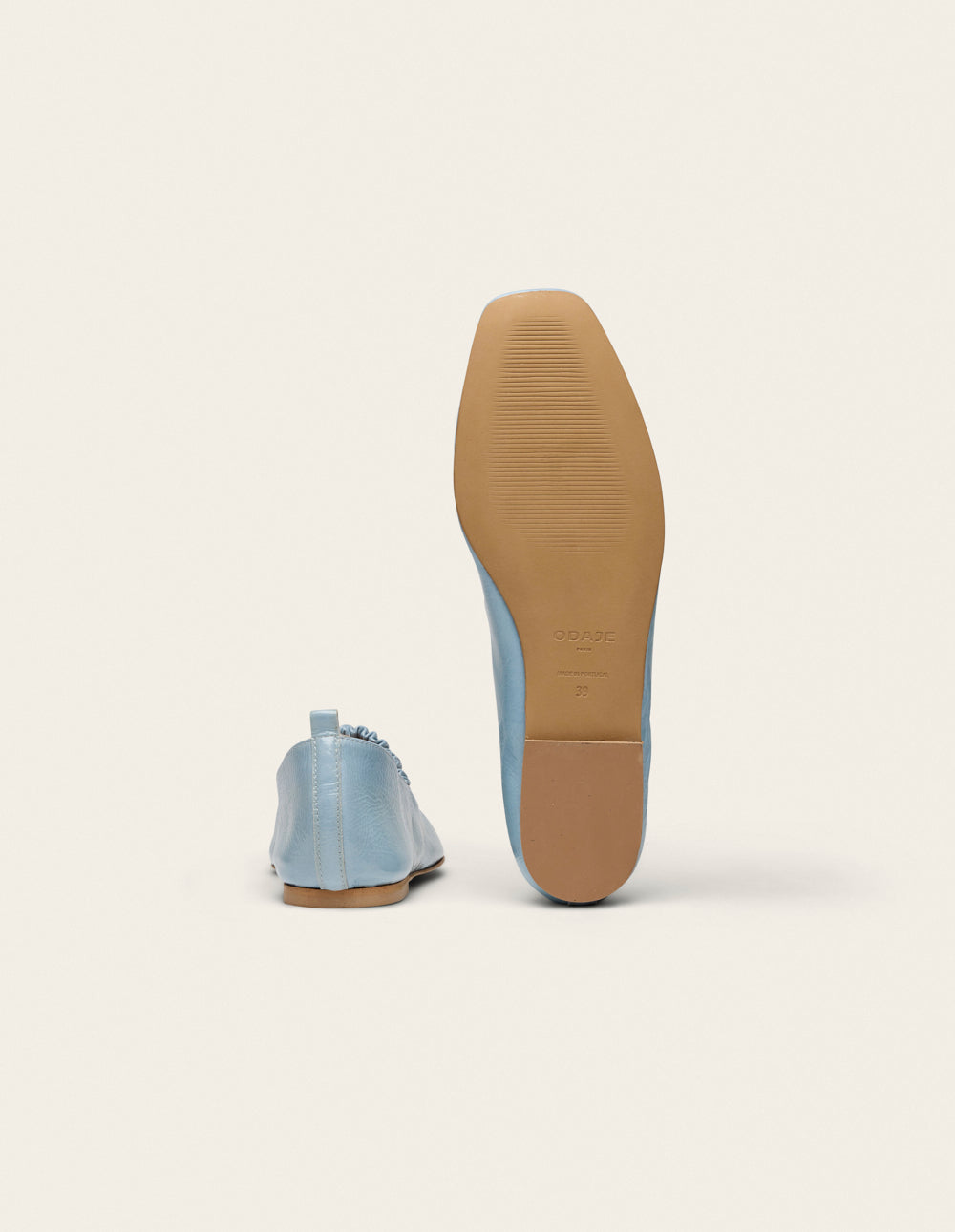 Ballerines Serra - Cuir plissé verni bleu glacé