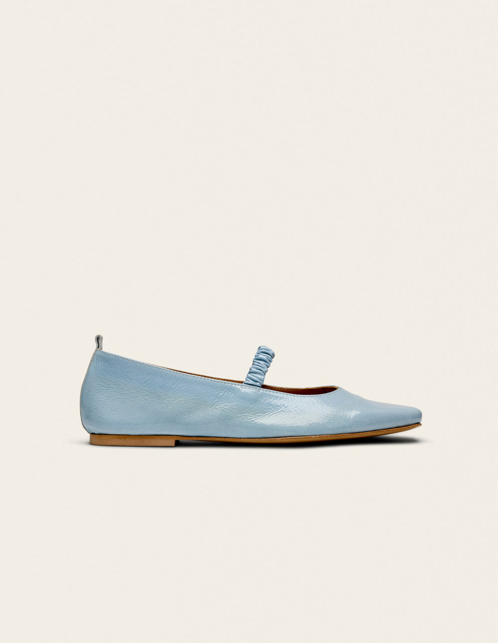 Ballerines Serra - Cuir plissé verni bleu glacé