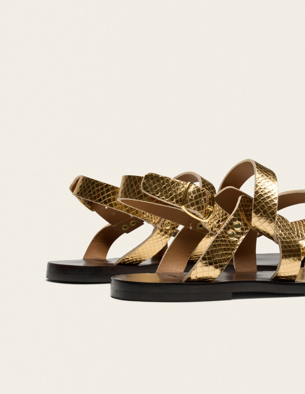 Sandales Siani - Cuir python doré