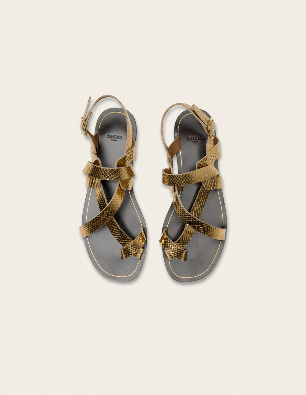 Sandales Siani - Cuir python doré