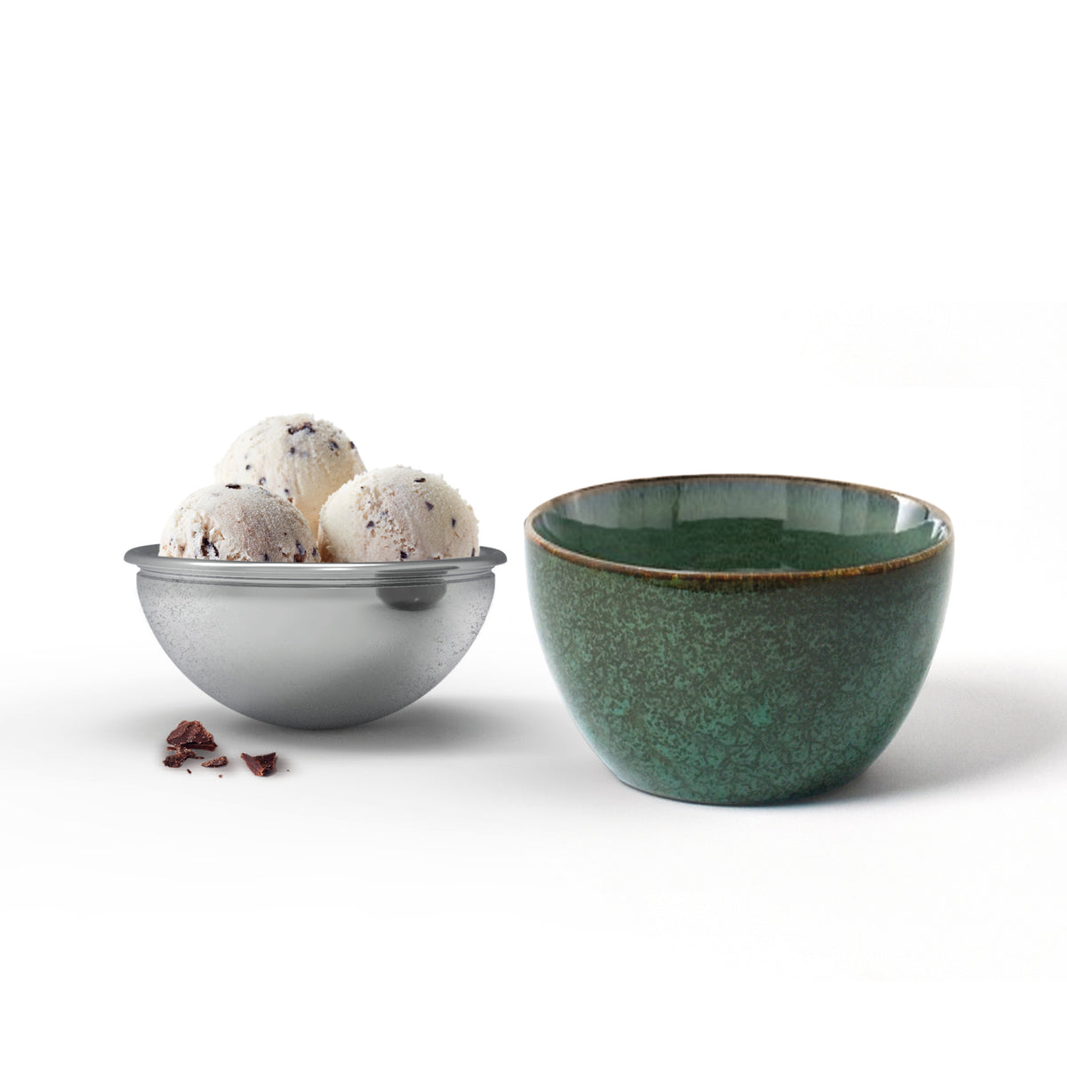 Set of 4 Frosty Cups dark green porcelain bowls - Dark green
