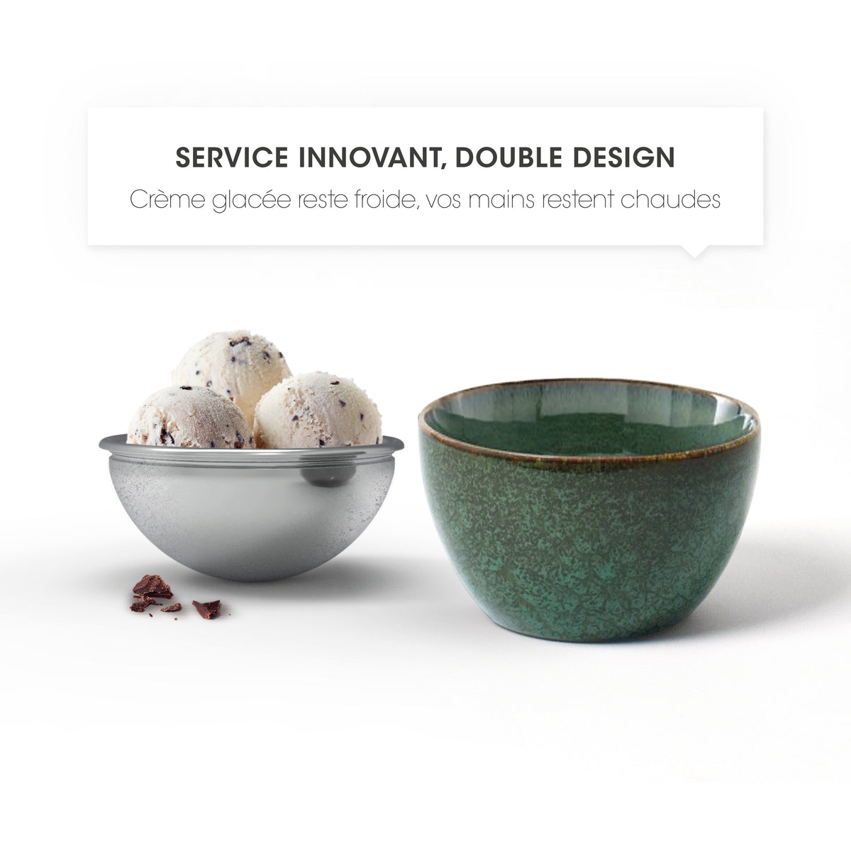 Set of 4 Frosty Cups dark green porcelain bowls - Dark green