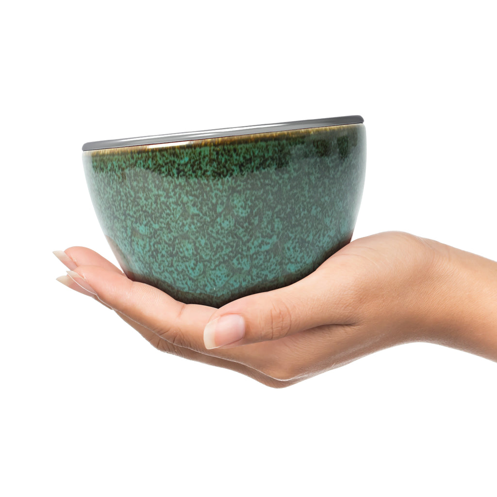 Set of 4 Frosty Cups dark green porcelain bowls - Dark green