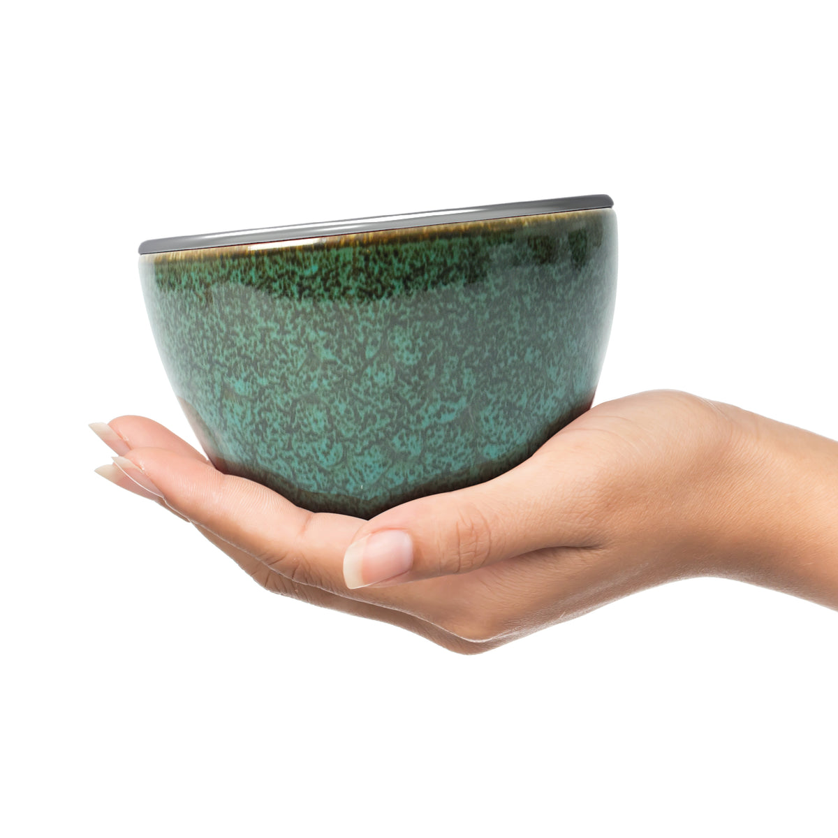 Set of 4 Frosty Cups dark green porcelain bowls - Dark green