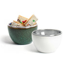 Set of 4 Frosty Cups dark green porcelain bowls - Dark green