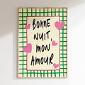 Sweet Dreams - Affiche Bonne Nuit Mon Amour - Vert/Rose
