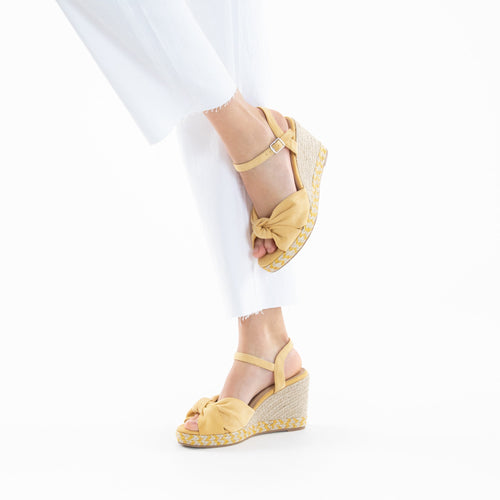 Yellow suede sandals with rope wedge sole Woman Vanessa Wu