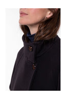 Manteau Long Bleu Marine Col Montant