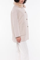 Manteau Court En Drap De Laine Beige