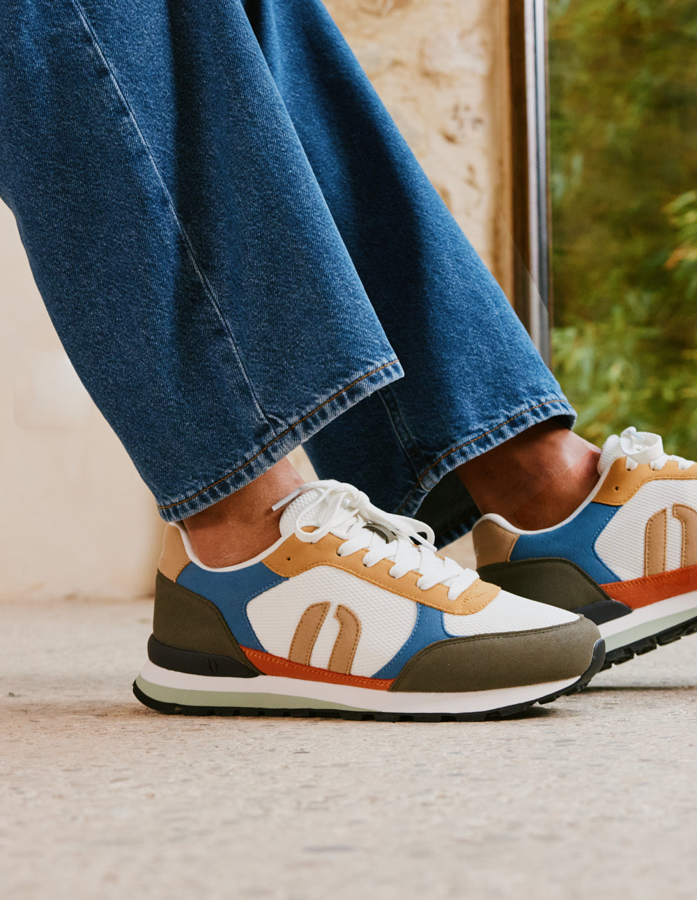 Baskets Basses Adrien - Kaki Blanc Moutarde